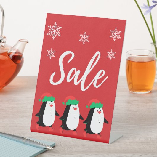 Winterverkoop Teken Tafel Top, Kleine verkoop Sign Reclamebord Met Voetstuk (Insitu)