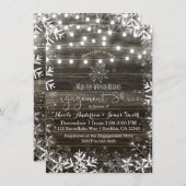 Winterverlichting Sneeuwvlokken Rustiek Verloving  Kaart (Voorkant / Achterkant)