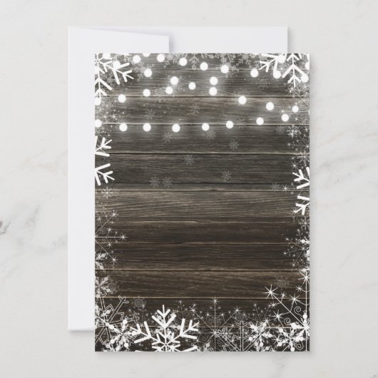 Winterverlichting Sneeuwvlokken Rustiek Verloving  Kaart (Achterkant)