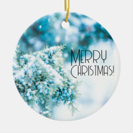 winterversiering met sneeuwbessen keramisch ornament