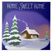 Winterverwarming: Snowy Home Sweet Home Tegeltje (Voorkant)