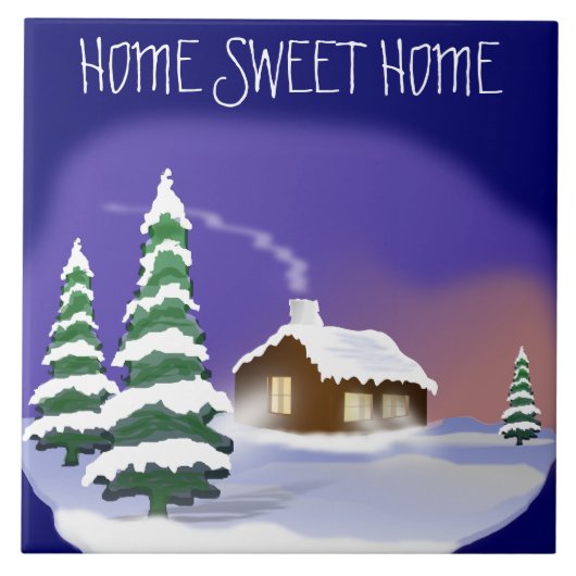 Winterverwarming: Snowy Home Sweet Home Tegeltje (Voorkant)