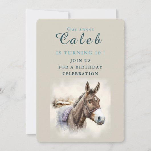 Wintervibes Donkey - Verjaardagsuitnodiging Kaart (Voorkant)