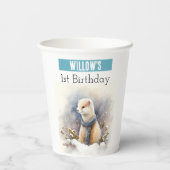Wintervibes Ermine - 1e verjaardag - Papieren Bekers (Achterkant)