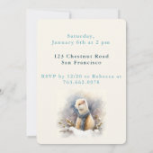 Wintervibes Ermine - Verjaardagsuitnodiging Kaart (Achterkant)