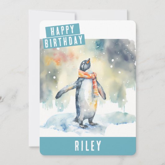Wintervibes Pinguïn Verjaardag Kaart (Voorkant)