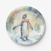 Wintervibes Pinguïn - Verjaardagsfeest - Papieren Bordje (Voorkant)