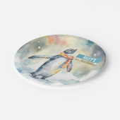 Wintervibes Pinguïn - Verjaardagsfeest - Papieren Bordje (Gekanteld)