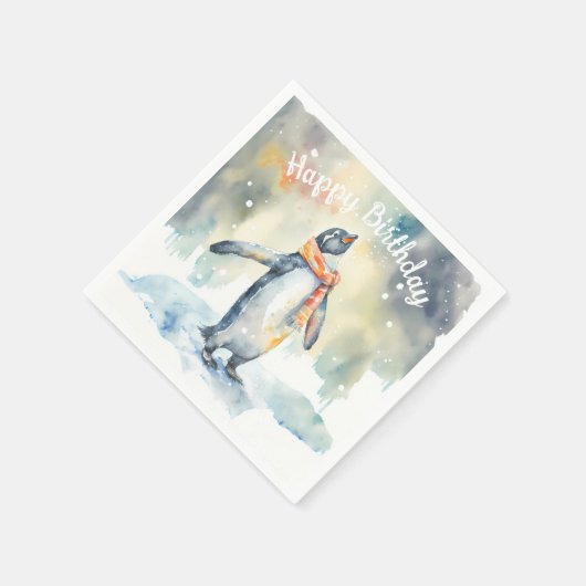 Wintervibes Pinguïn - Verjaardagsfeest - Servet (Hoek)