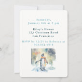 Wintervibes Pinguïn - Verjaardagsuitnodiging Kaart (Achterkant)