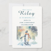 Wintervibes Pinguïn - Verjaardagsuitnodiging Kaart (Voorkant)