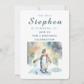 Wintervibes Pinguïn - Verjaardagsuitnodiging Kaart (Voorkant)