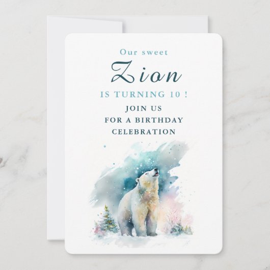 Wintervibes Polar Beer - Verjaardagsuitnodiging Ka Kaart (Voorkant)