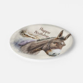 Wintervibes Waterverf Donkey - Verjaardagsfeest - Papieren Bordje (Gekanteld)