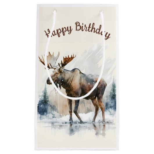 Wintervibes Waterverf Moose - Verjaardagsfeest - Klein Cadeauzakje (Voorkant)
