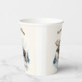 Wintervibes Waterverf Moose - Verjaardagsfeest - Papieren Bekers (Rechts)
