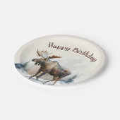 Wintervibes Waterverf Moose - Verjaardagsfeest - Papieren Bordje (Gekanteld)