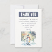 Wintervibes Waterverf Pinguïn - Verjaardag Bedankkaart (Voorkant)