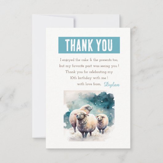 Wintervibes Waterverf Sheep - Verjaardag Bedankkaart (Voorkant)