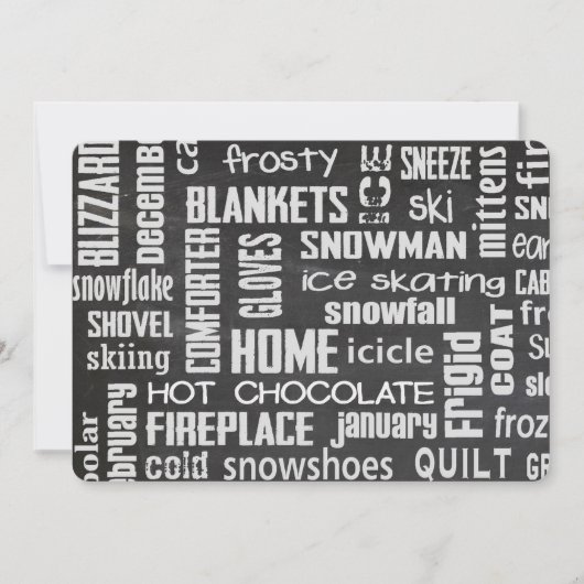 Winterviering Word Cloud Uitnodigen Kaart (Voorkant)