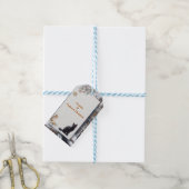 Wintervieringen in de sneeuw, met katjes cadeaulabel (Met Touw)