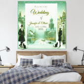 Wintervieringen in de sneeuw, met katjes canvas afdruk (Insitu (Slaapkamer))