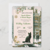 Wintervieringen in de sneeuw, met katjes kaart (Voorkant)