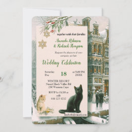 Wintervieringen in de sneeuw, met katjes kaart