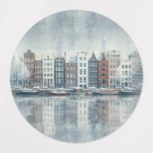Wintervieringen in de sneeuw, met katjes labels (Design 1)