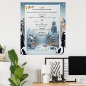 Wintervieringen in de sneeuw, met katjes poster (Thuiskantoor)
