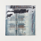 Wintervieringen in de sneeuw, met katjes wandkleed (Voorkant (horizontaal))