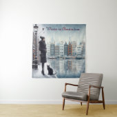 Wintervieringen in de sneeuw, met katjes wandkleed (In situ)