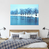 wintervijver verpakt canvas afdruk (Insitu (Slaapkamer))
