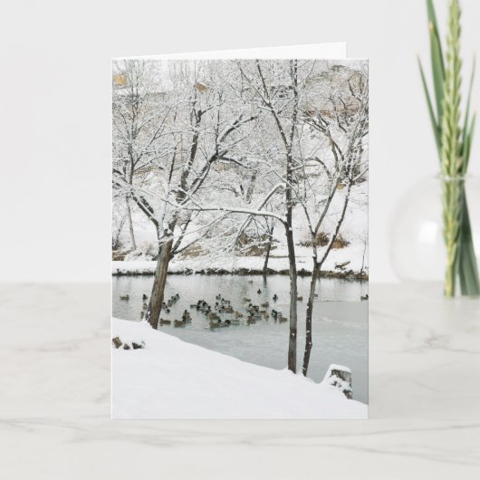 wintervijvervakantiekaart feestdagen kaart (Voorkant)