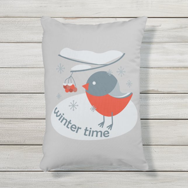 Wintervinnij en rode rowanbessen buitenkussen (Voorkant (verticaal))