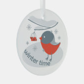 Wintervinnij en rode rowanbessen glas ornament (Voorkant Rechts)