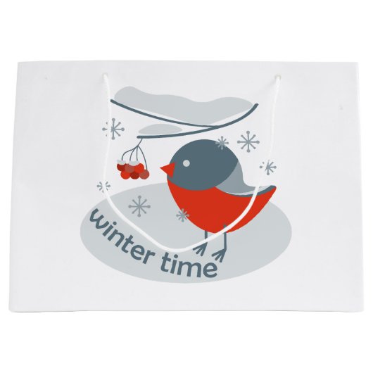 Wintervinnij en rode rowanbessen groot cadeauzakje (Voorkant)