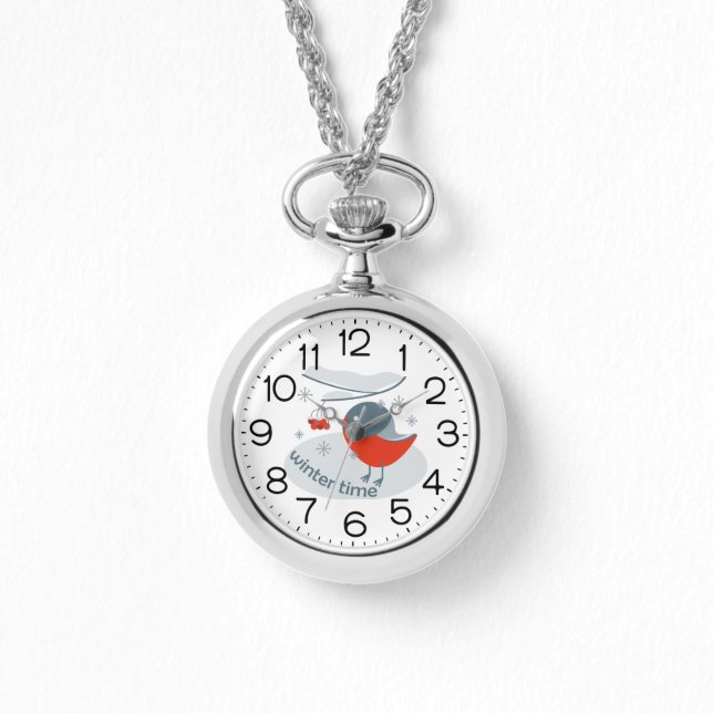 Wintervinnij en rode rowanbessen horloge (Voorkant)