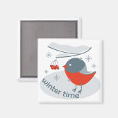 Wintervinnij en rode rowanbessen magneet (Voorkant / Achterkant)