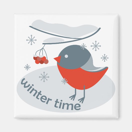 Wintervinnij en rode rowanbessen magneet (Voorkant)