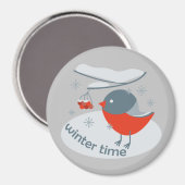 Wintervinnij en rode rowanbessen magneet (Voorkant / Achterkant)