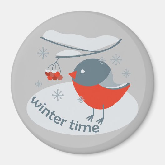 Wintervinnij en rode rowanbessen magneet (Voorkant)