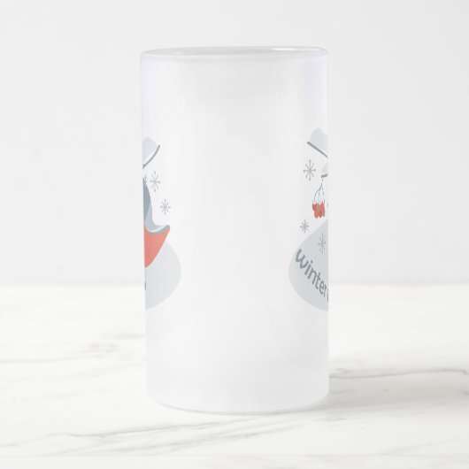 Wintervinnij en rode rowanbessen matglas bierpul (Center)