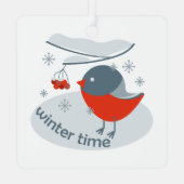 Wintervinnij en rode rowanbessen metalen ornament (Achterkant)