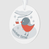 Wintervinnij en rode rowanbessen ornament (voorkant)