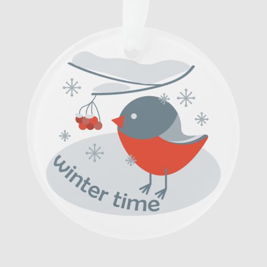 Wintervinnij en rode rowanbessen ornament (voorkant)