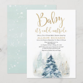 Wintervirtuele douche baby is koud buiten goud kaart