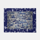  wintervlek Blauwe sneeuwvlokken Deurmat (Voorkant)