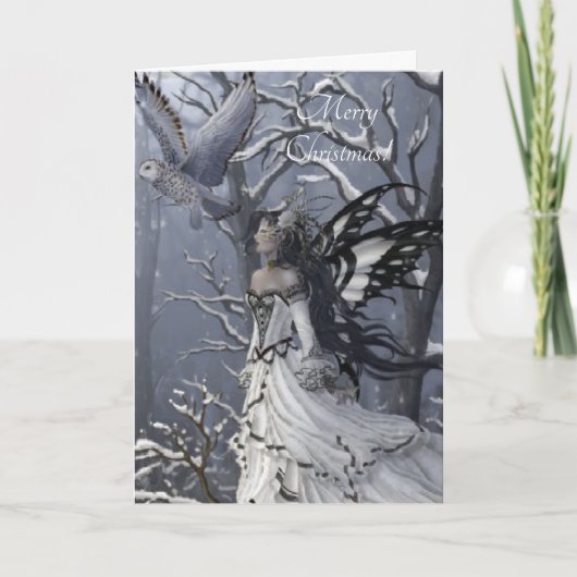 wintervlinderfee feestdagen kaart (Voorkant)