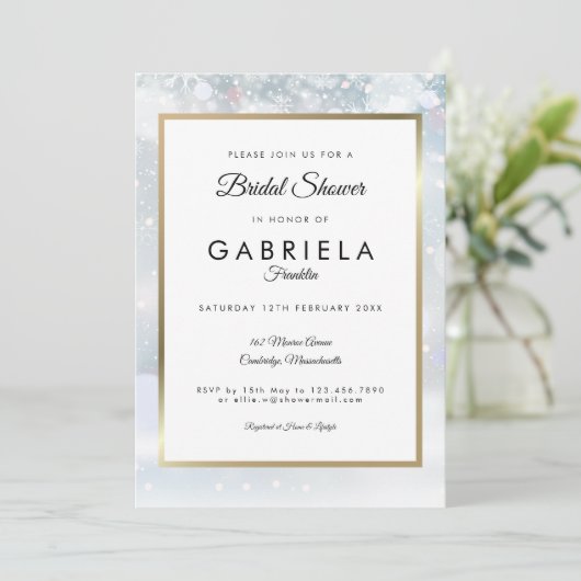 Wintervlokken Elegante Gouden Bruidsmeisjesfeest Kaart (Staand voorkant)